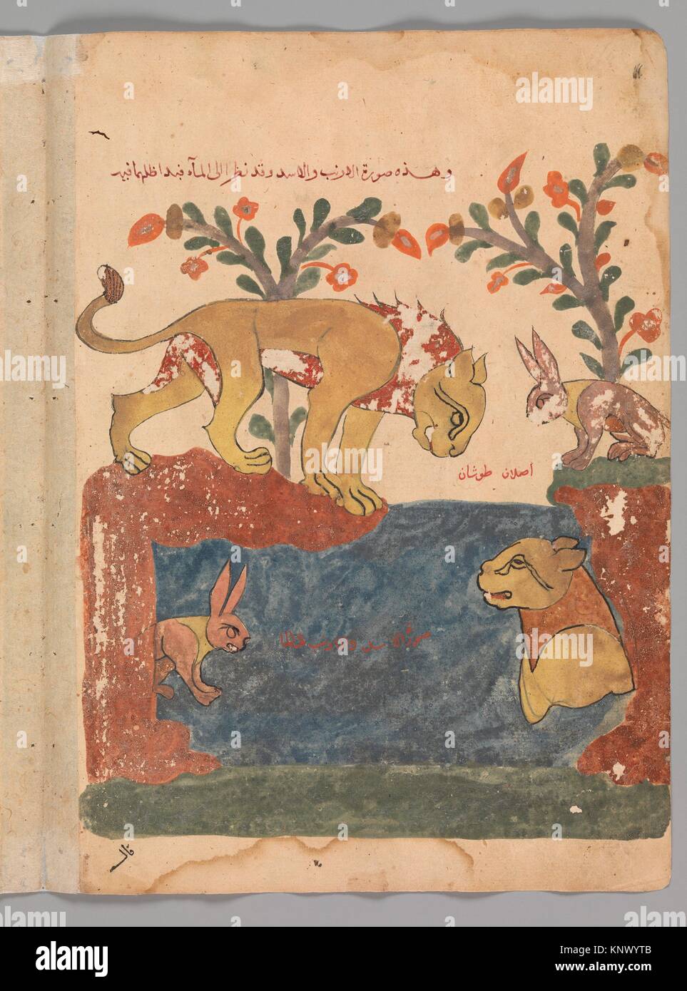The Hare, the Lion, and the Well, Folio from a Kalila wa Dimna. Object