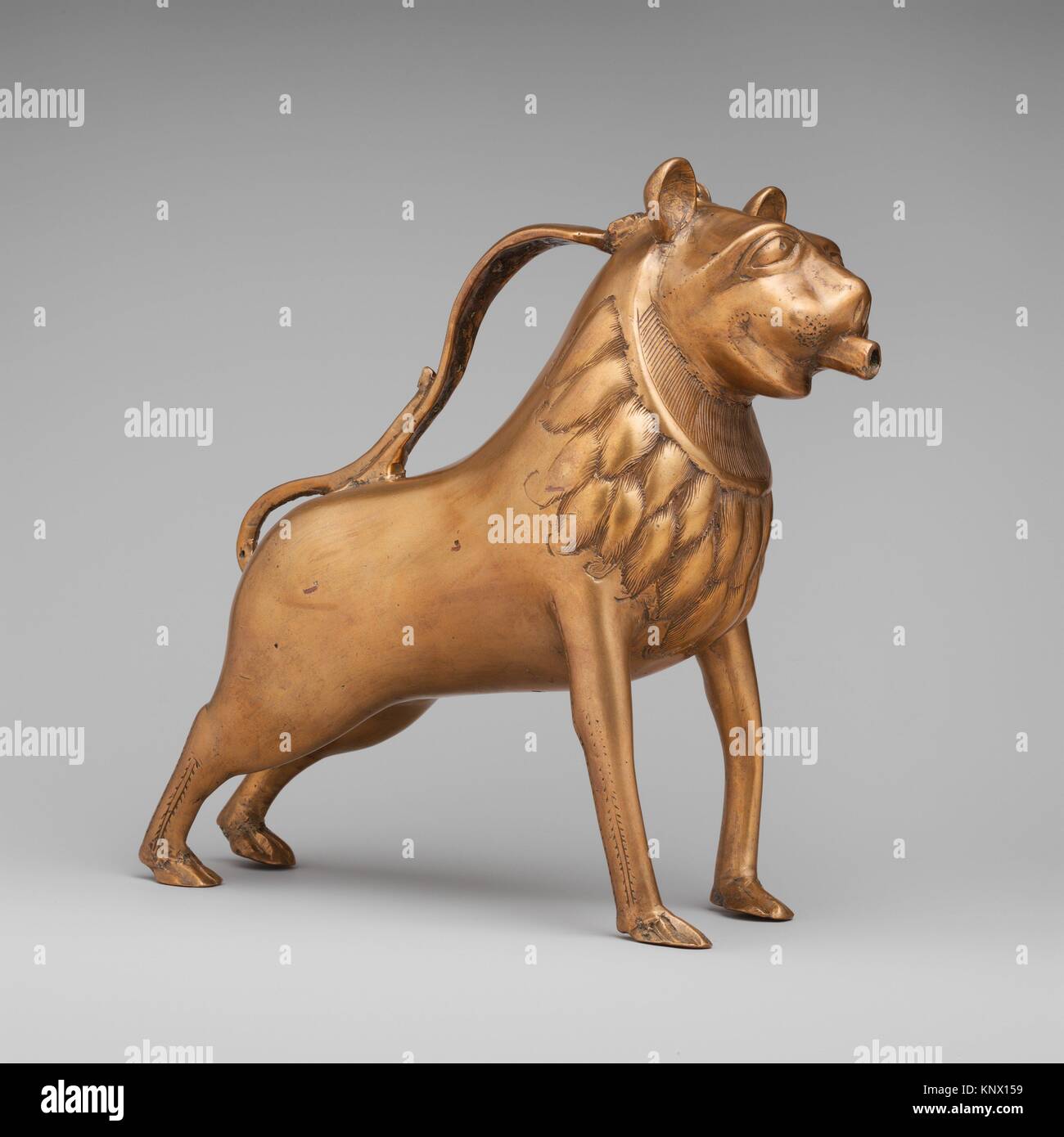 Aquamanile in the Form of a Lion. Date: late 13th century-early 14th century; Geography: Made in Lower Saxony; Culture: German; Medium: Copper alloy; Stock Photo