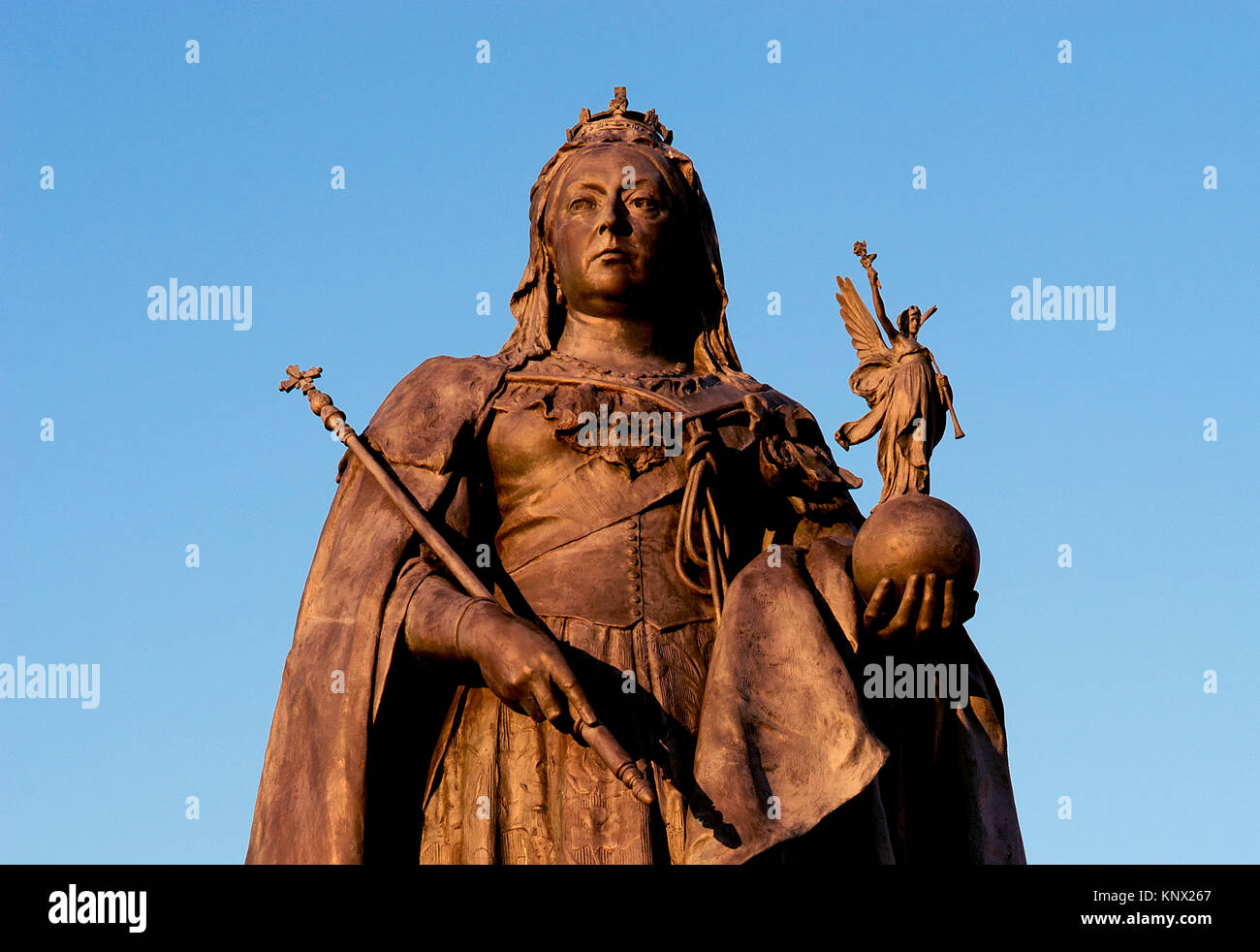 Statue of Queen Victoria in full regalia on Grand Avenue in Brighton