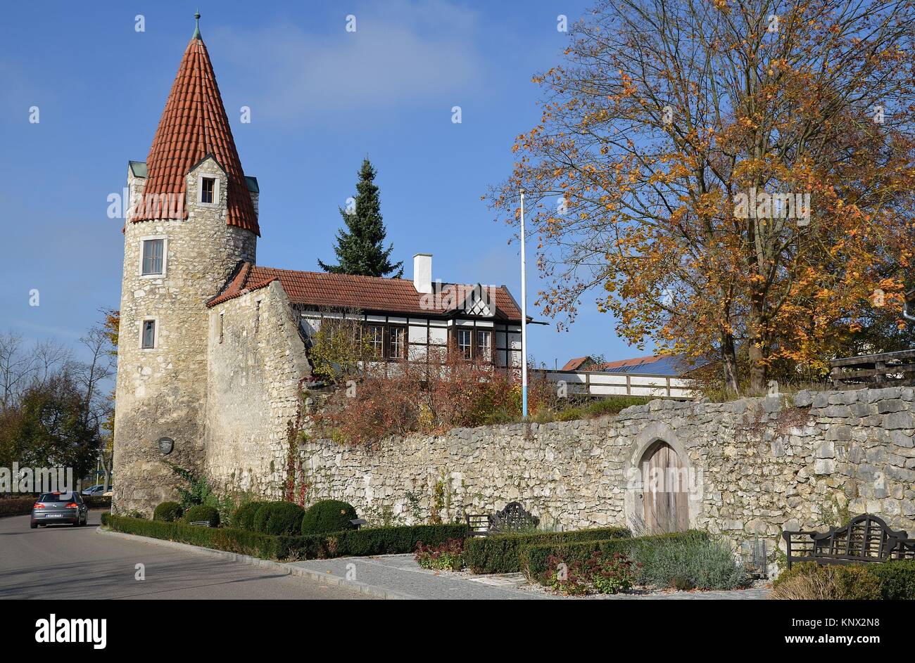 The City Wall of Abensberg (Bavaria, Germany) Stock Photo