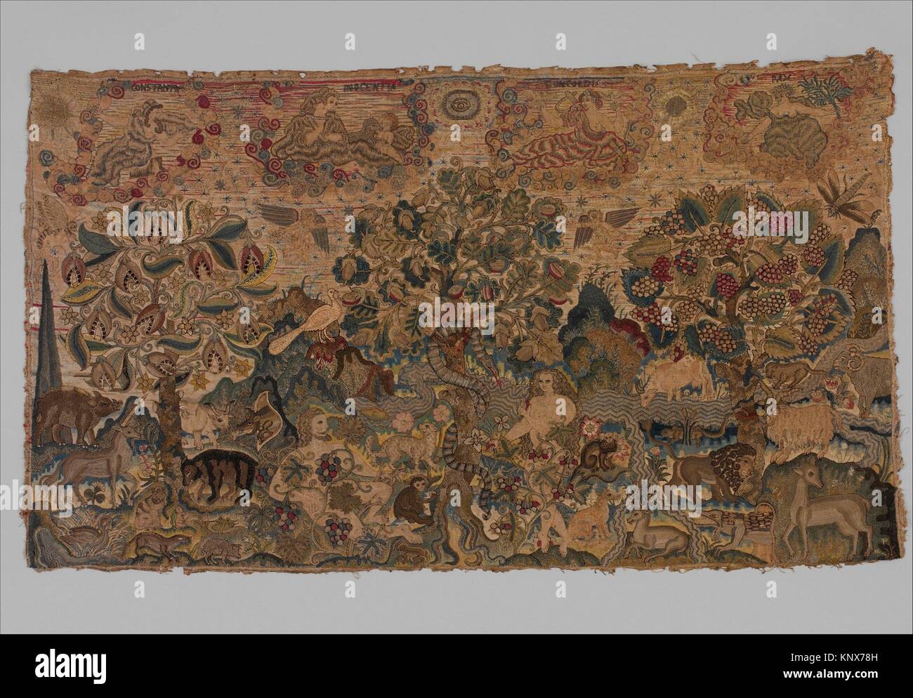 Adam and Eve in the Garden of Eden with Virtues. Date first half 17th