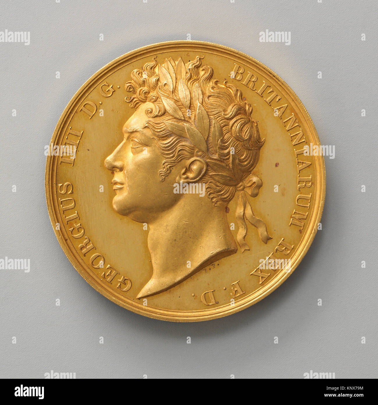 Unfinished Pattern for the Official Coronation Medal of George IV. Artist: Medalist: Benedetto Pistrucci (Italian, 1783-1855, active England); Date: Stock Photo