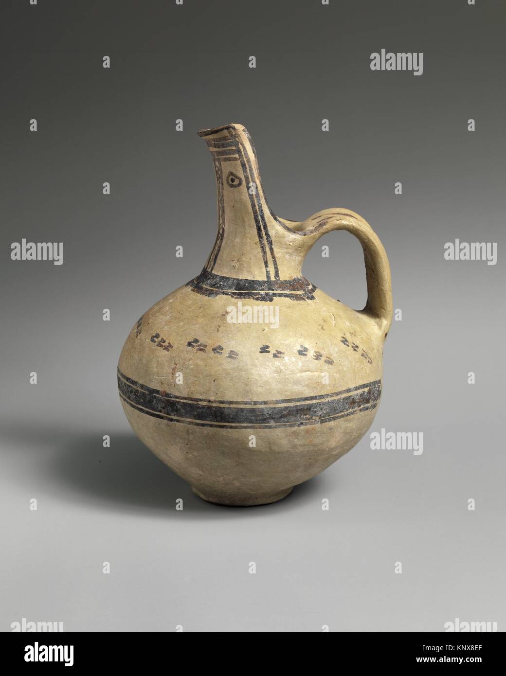 Terracotta beak-spouted jug. Period: Middle Helladic III; Date: ca. 1750-1700 B.C; Culture: Helladic; Medium: Terracotta; Dimensions: H. 7 5/16 in. Stock Photo