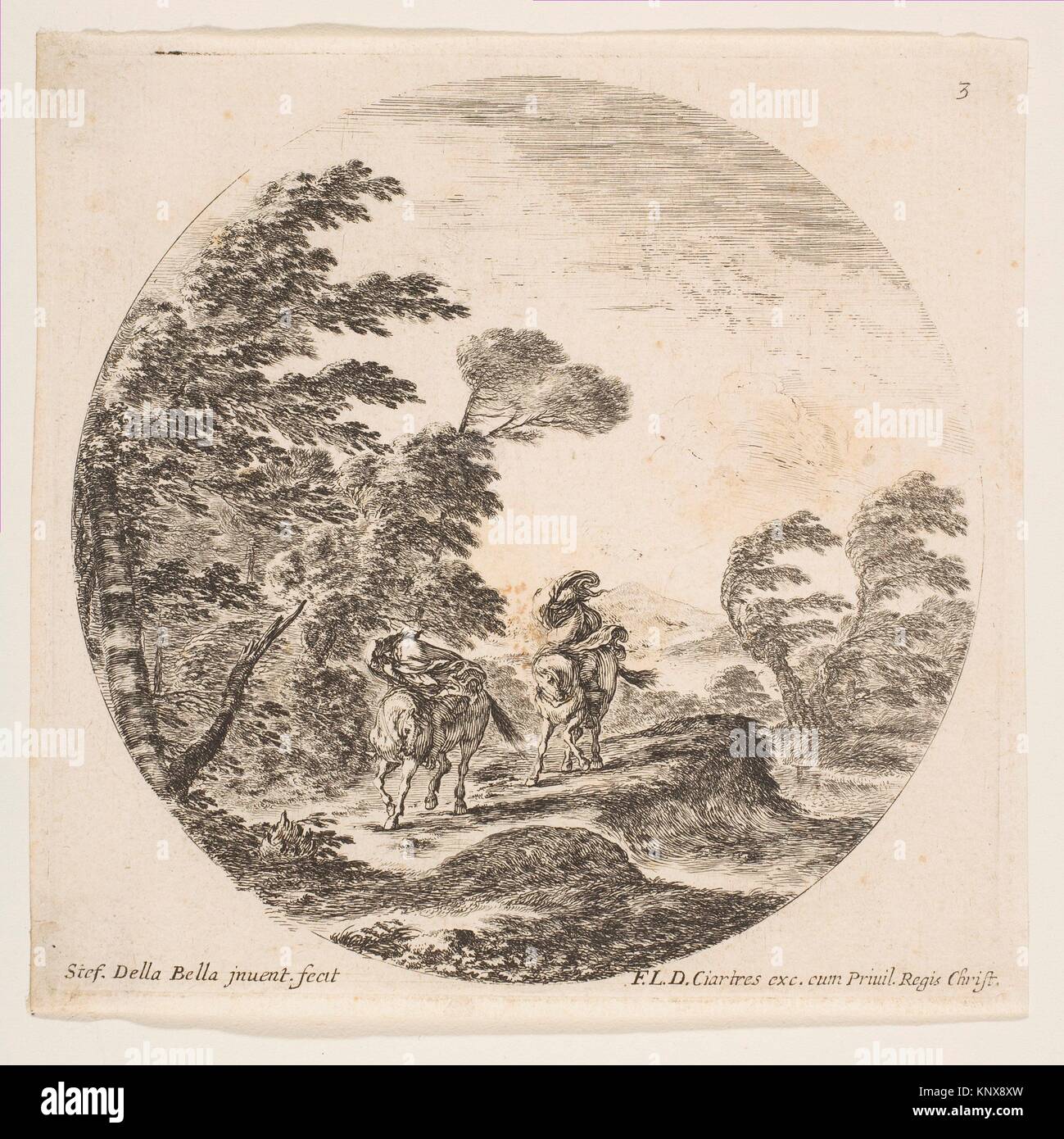 Plate 3 a gale in the forest, two horsemen wrapped in their cloaks