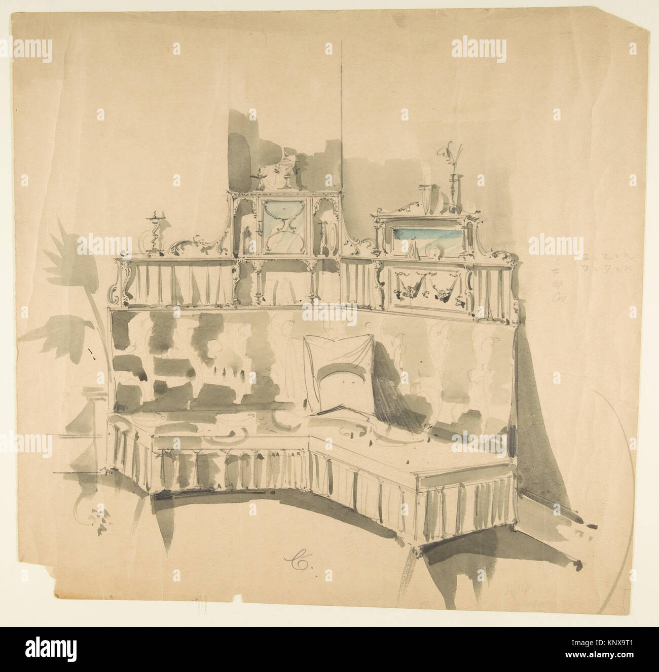 Technical drawings of furniture designs illustrating form, structure ...