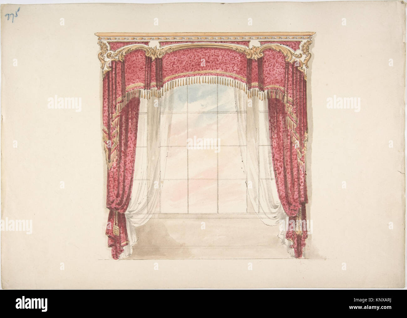 Red curtain design gold hi-res stock photography and images - Alamy