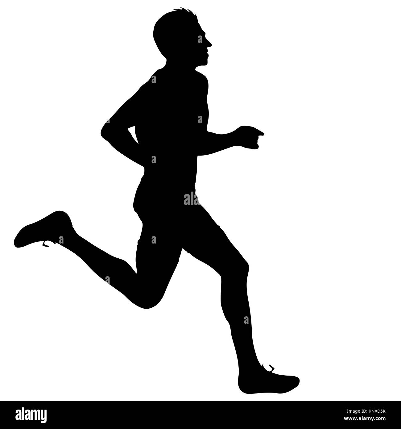 Marathon Runner Silhouette Male Black and White Stock Photos & Images ...