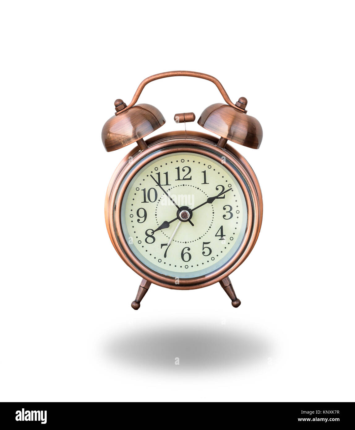 vintage alarm clock ringing on white background, include clipping path ...