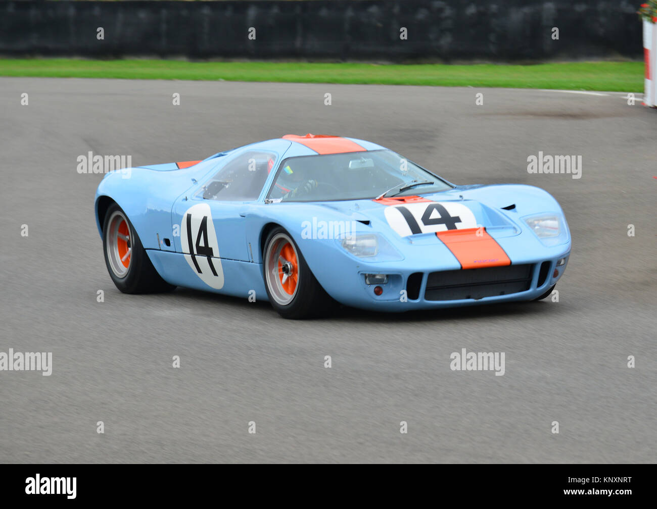Gulf Livery Ford GT40, Goodwood Revival 2013, Whitsun Trophy race for GT40's Stock Photo