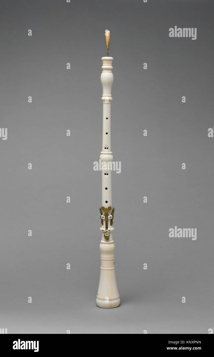 Oboe in C. Date: 1730-40; Geography: Germany; Culture: German; Medium: ivory, brass; Dimensions: L.: 570 mm (22.44 in.); Diam. of bell: 57 mm (2.24 Stock Photo