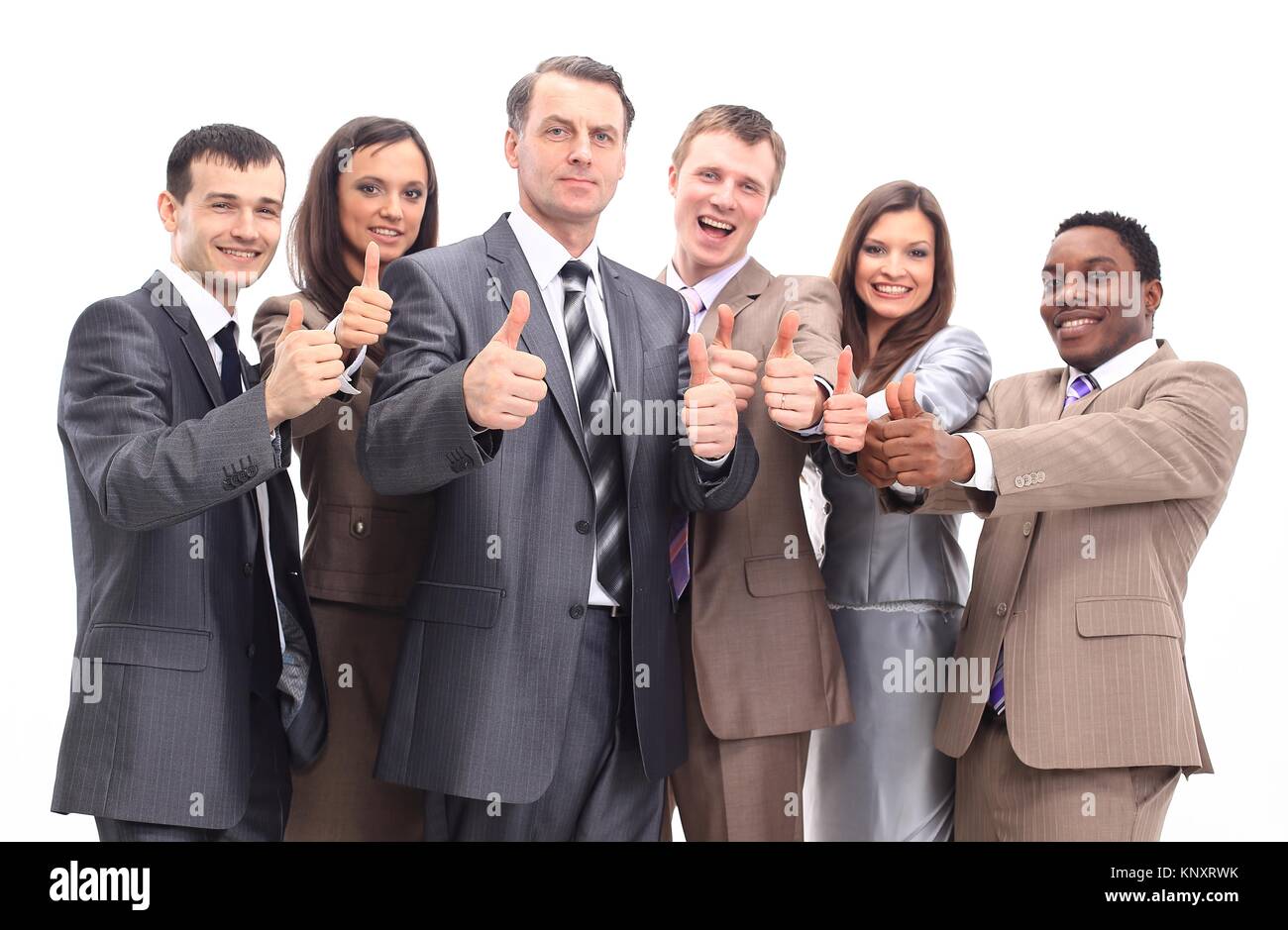 successful business team with thumbs up Stock Photo - Alamy