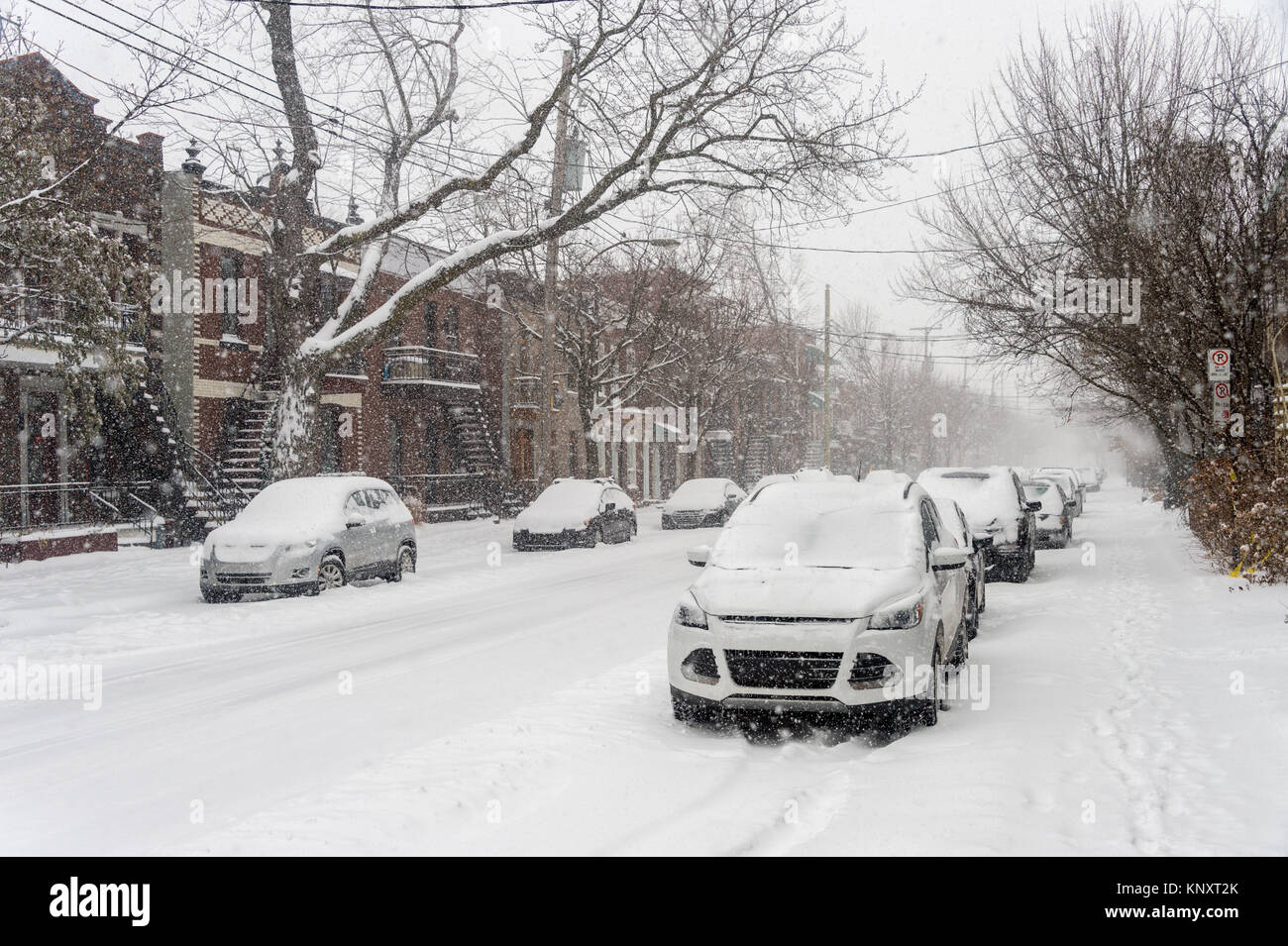 Montreal, Canada 12 December 2017 Cars covered with snow after first