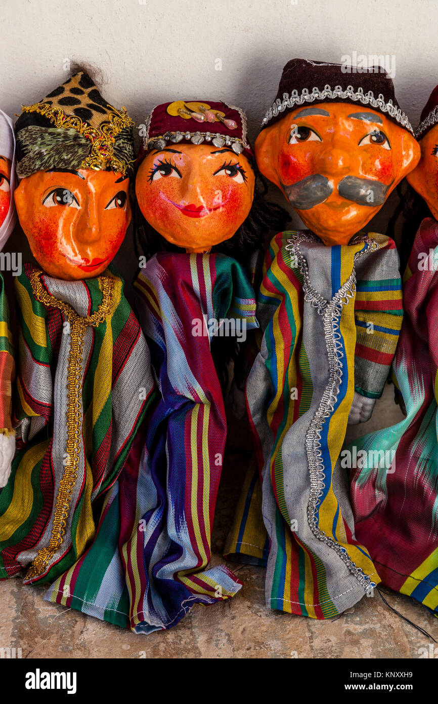 Traditional Puppets For Sale, Khiva, Uzbekistan Stock Photo