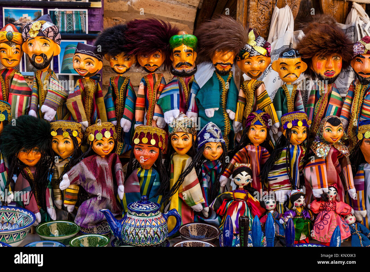 Traditional Puppets For Sale, Khiva, Uzbekistan Stock Photo