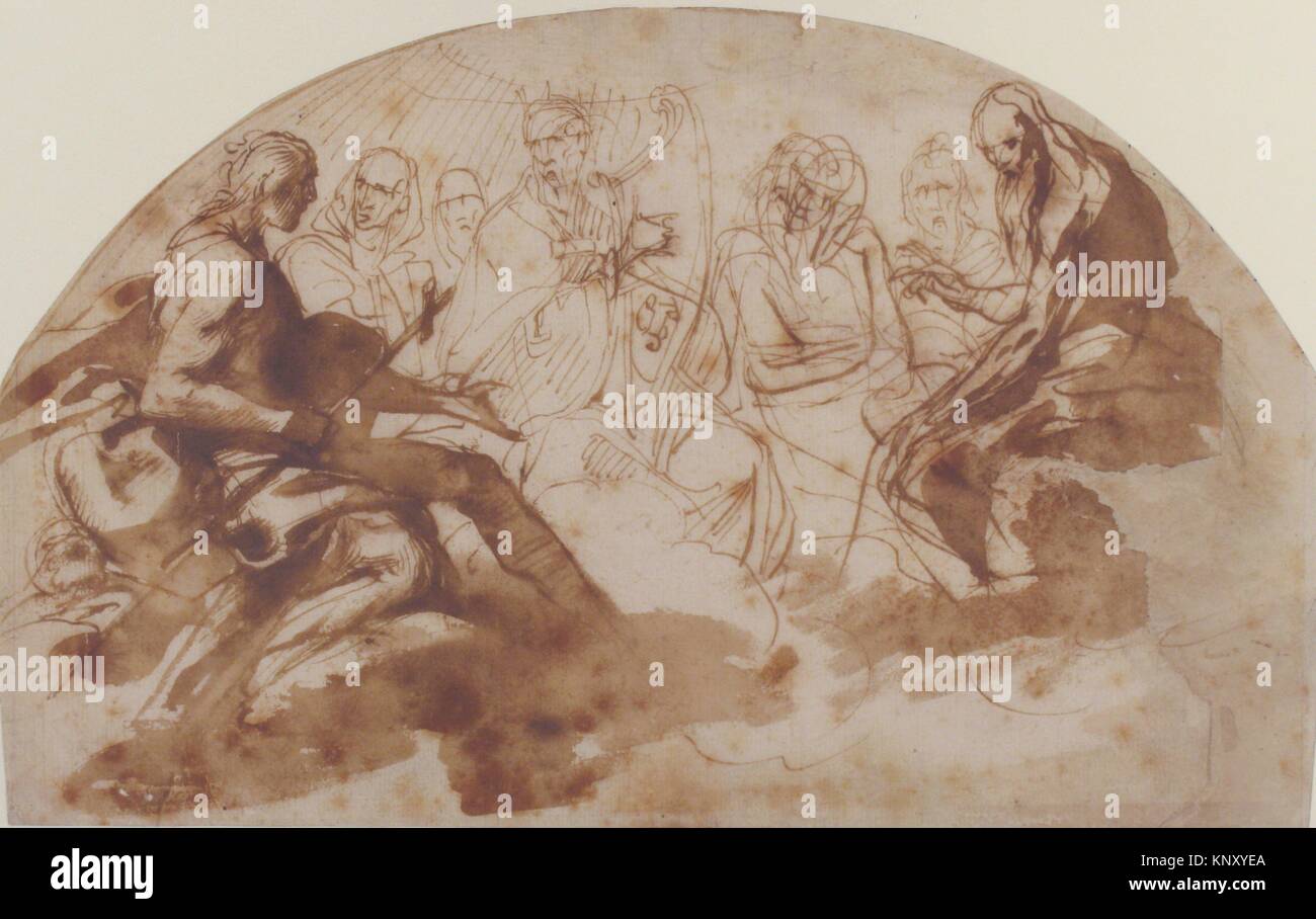 Saint John the Baptist, Saint Benedict, King David, and Other Seated Figures. Artist: Daniele Crespi (Italian, Busto Arsizio 1597/1600-1630 Milan); Stock Photo