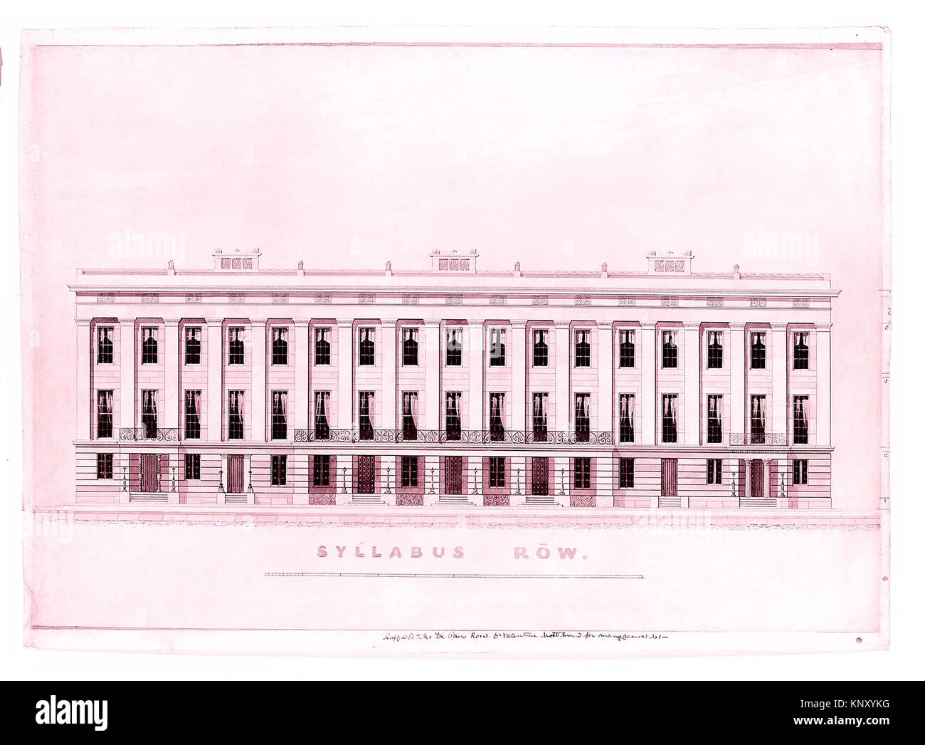 Syllabus Row, New York. Artist: Alexander Jackson Davis (American, New York 1803-1892 West Orange, New Jersey); Date: 19th century; Medium: Stock Photo