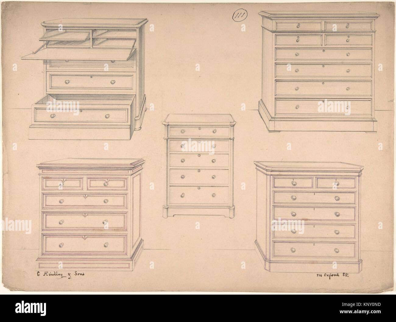 Designs for Chests of Drawers. Artist Charles Hindley and Sons