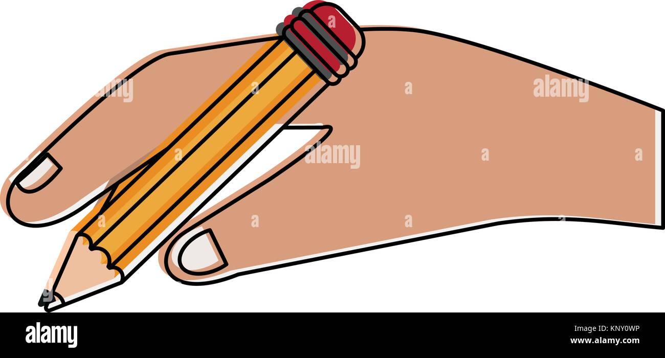 Hand holding pencil Stock Vector Image & Art - Alamy