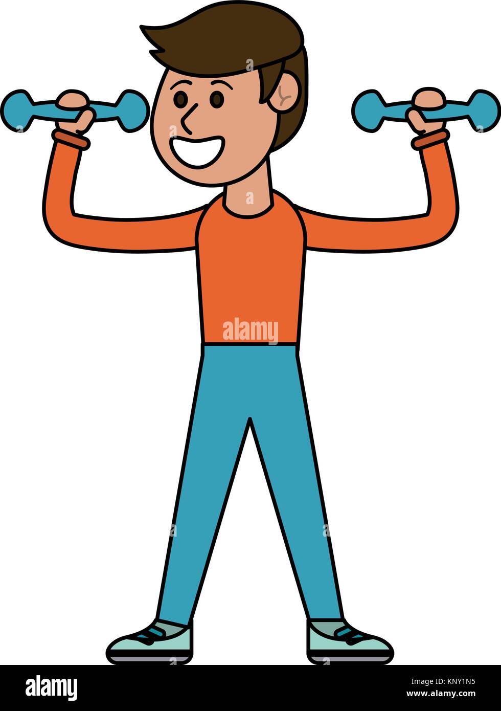 Man doing exercise with dumbbells cartoon Stock Vector Image & Art - Alamy