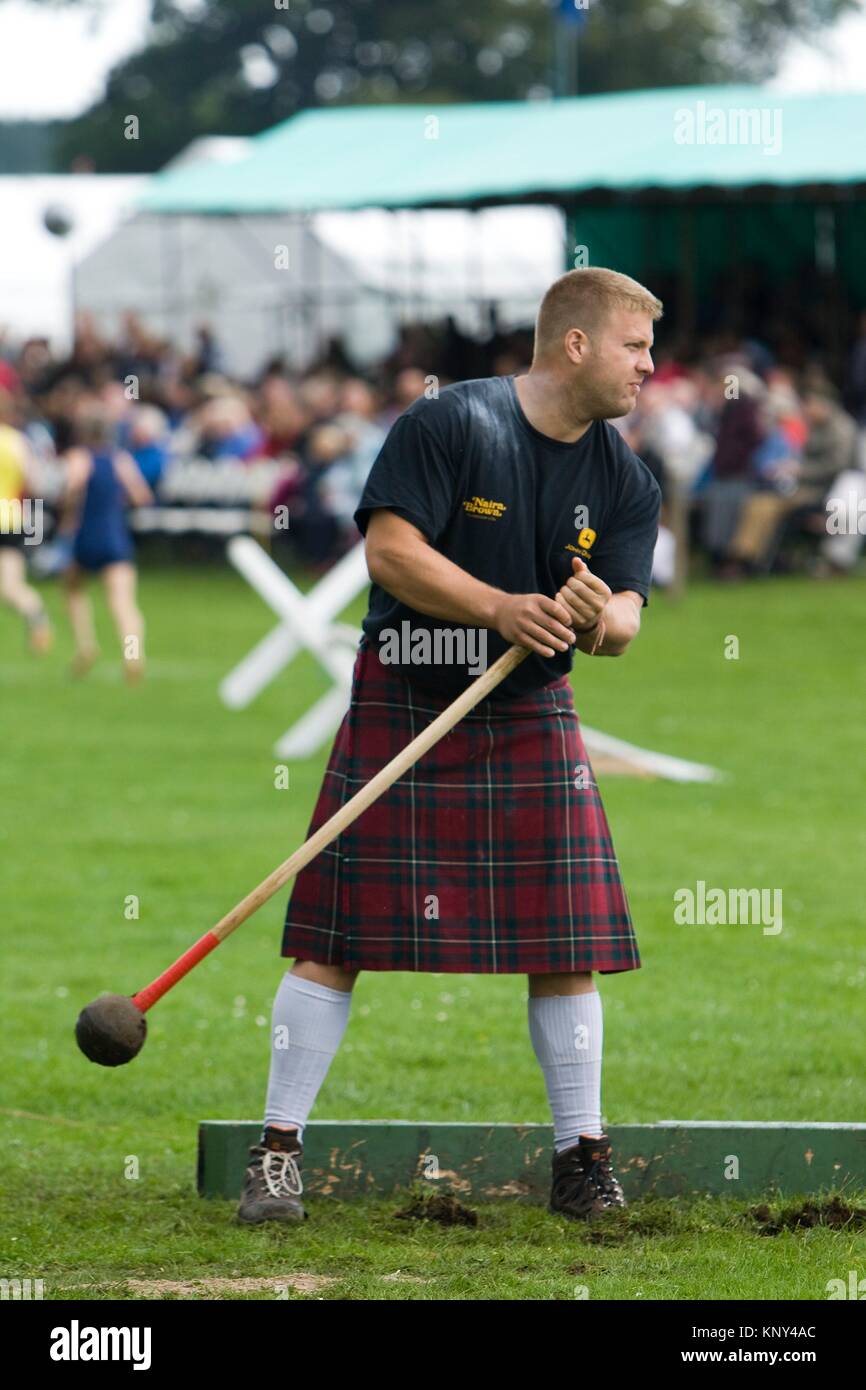 The hammer throw, a weight for distance event. Highland Games. Aboyne