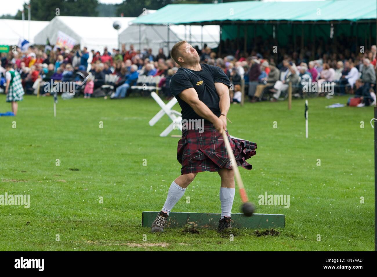The hammer throw, a weight for distance event. Highland Games. Aboyne