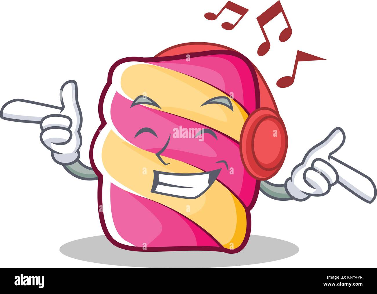 Listening music marshmallow character cartoon style Stock Vector Image &  Art - Alamy