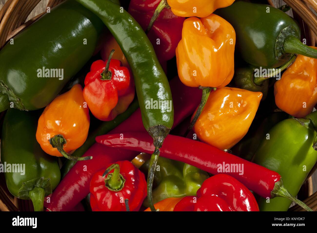 assortment of hot bell peppers Stock Photo Alamy