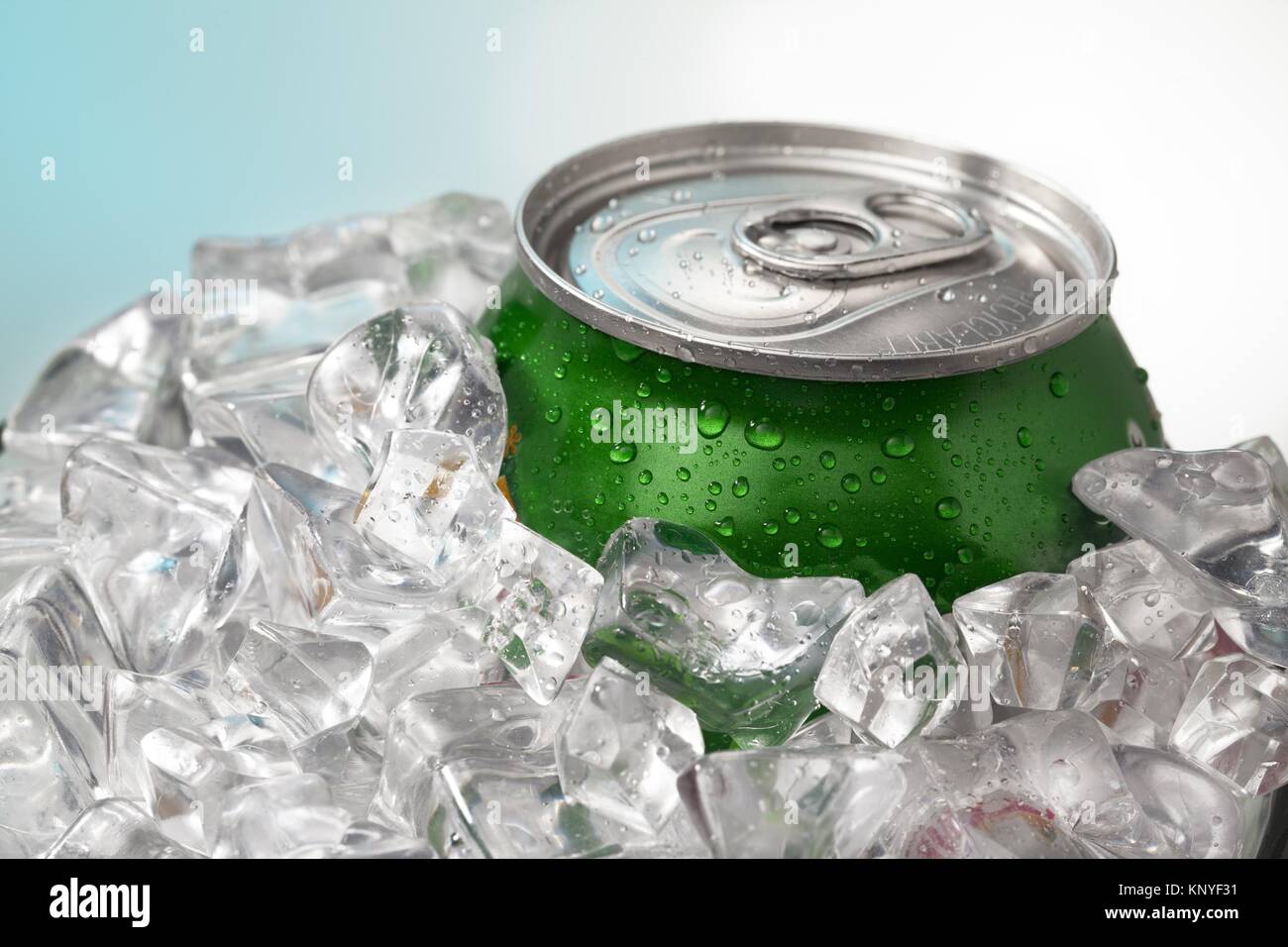 beer can in ice Stock Photo Alamy