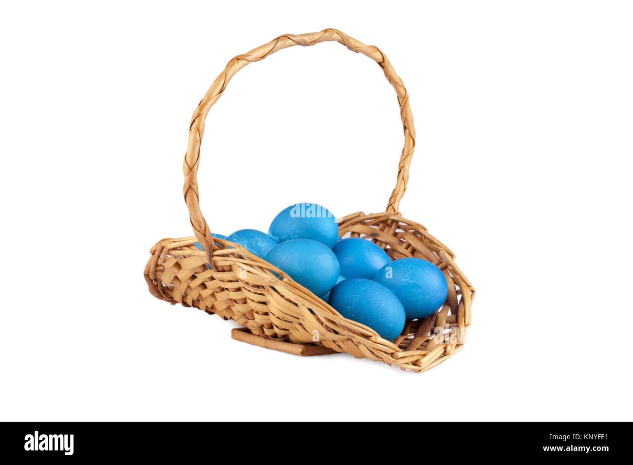 blue easter eggs inside the basket Stock Photo - Alamy