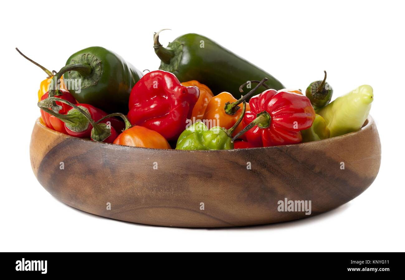 bowl of assorted peppers Stock Photo