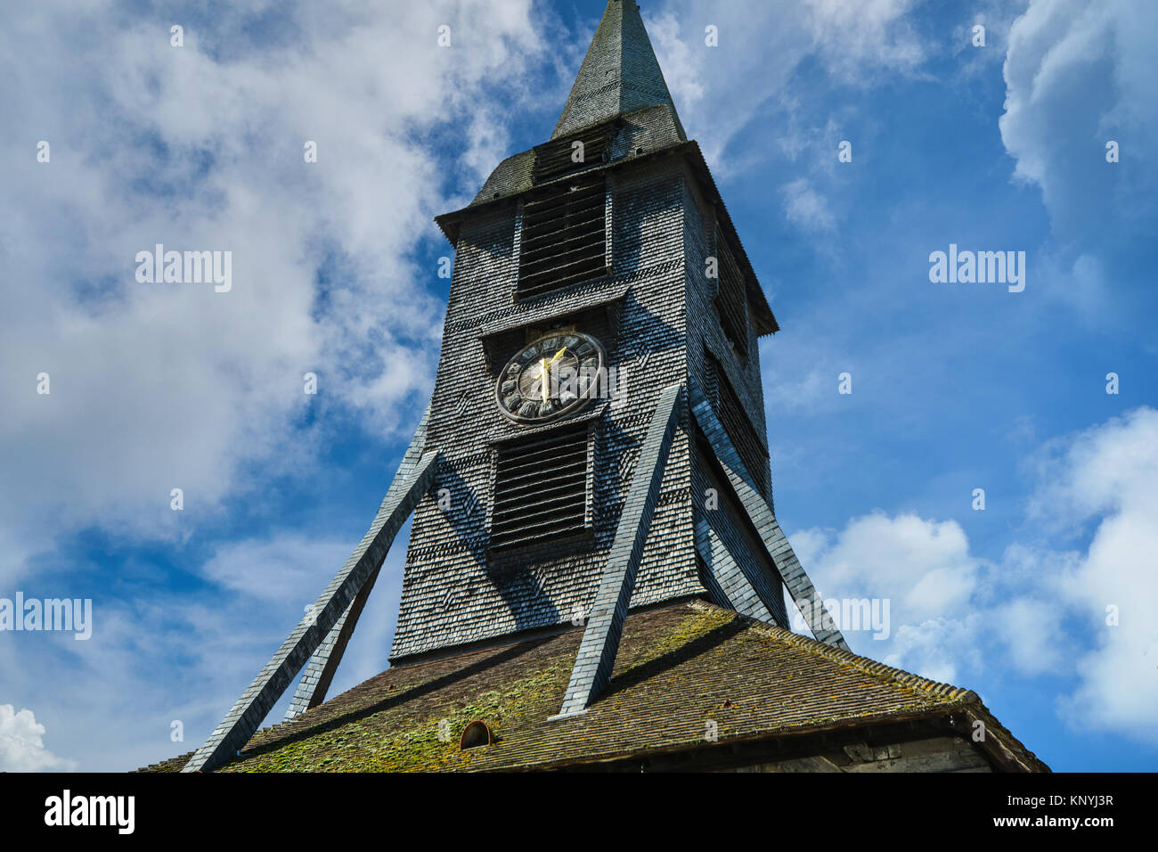 The 15th century, timber built Saint Catherine's church in the Normandy port town of Honfleur France Stock Photo