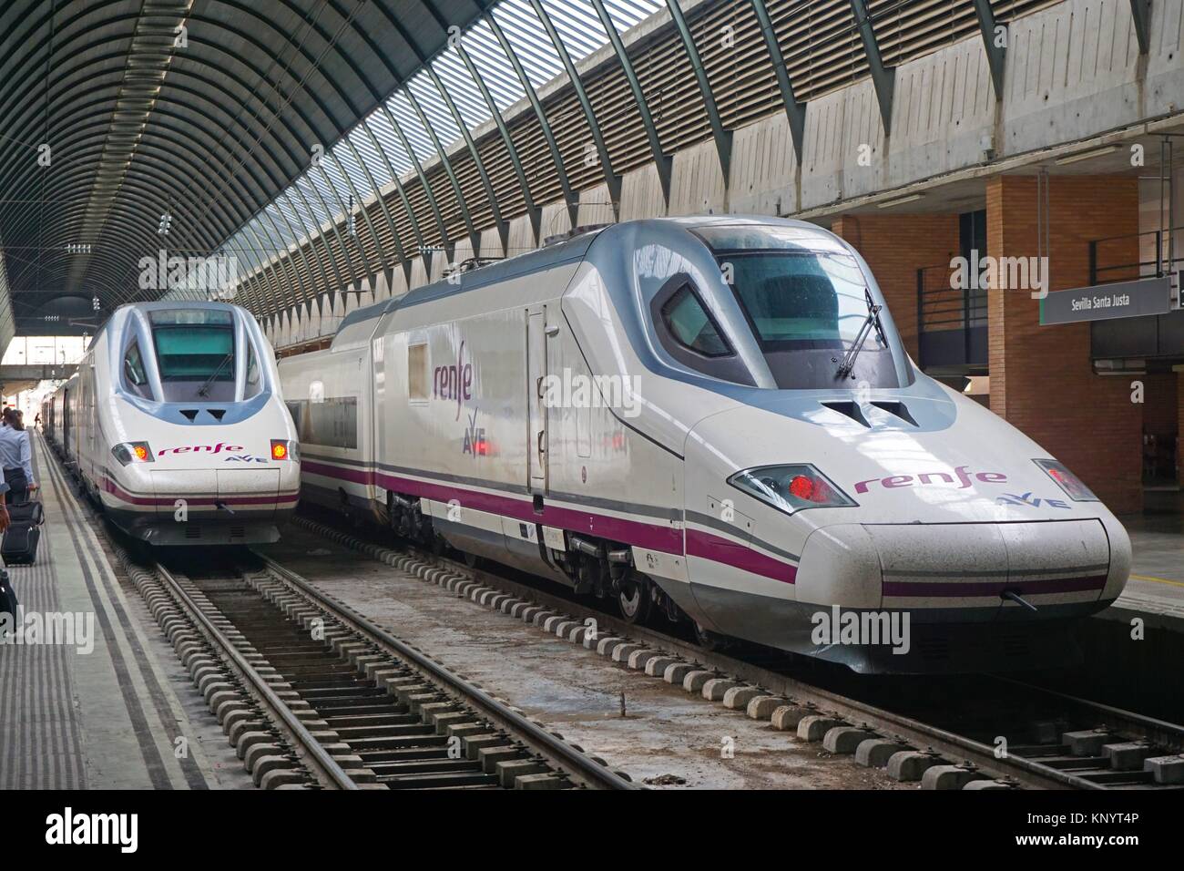 Spanish High Speed Ave trains in Santa Justa Station. Seville