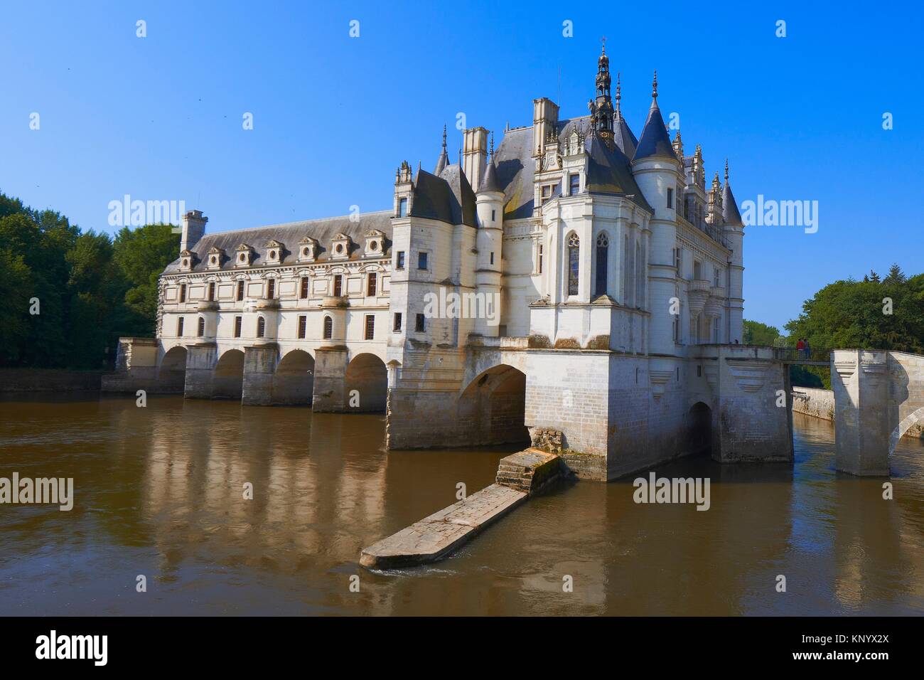 Chenonceau, Castle, Chateau de Chenonceau, Indre-et-Loire, Cher River, Pays de la Loire, Loire Valley, UNESCO World Heritage Site, France. Stock Photo