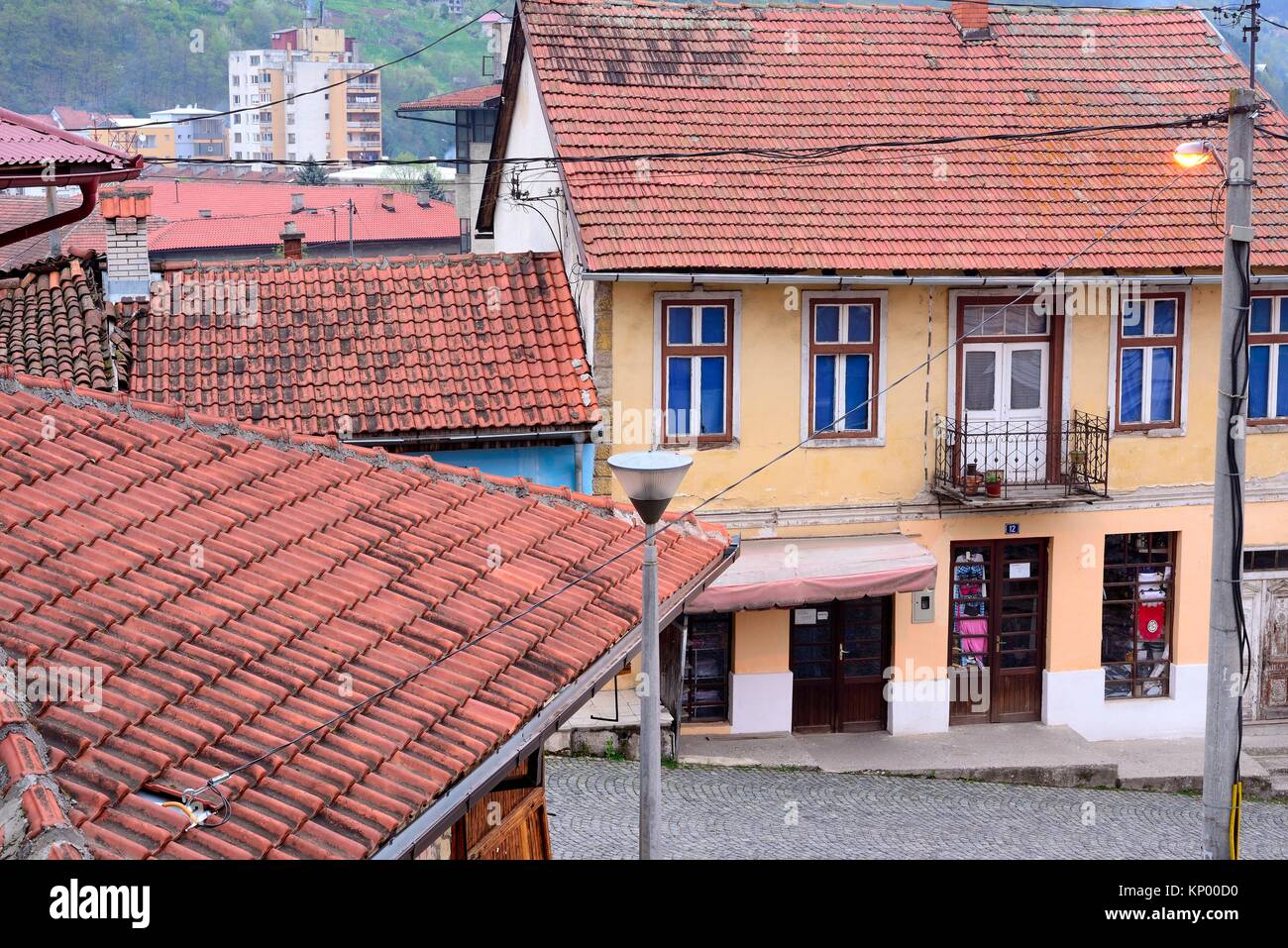Rooves and facades of Foca, Bosnia and Herzegovina Stock Photo