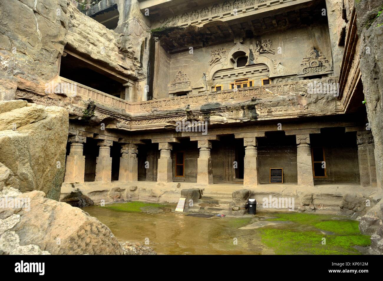 Do Thal temple of Ellora caves. Buddhist group. Ellora, Aurangabad, Maharastra, India Stock Photo