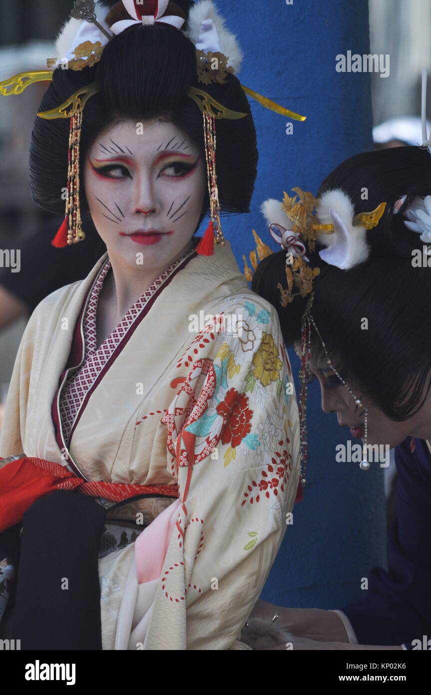 Chatan, Okinawa, Japan: Japanese women at the American Village of Miyama during Halloween Stock Photo