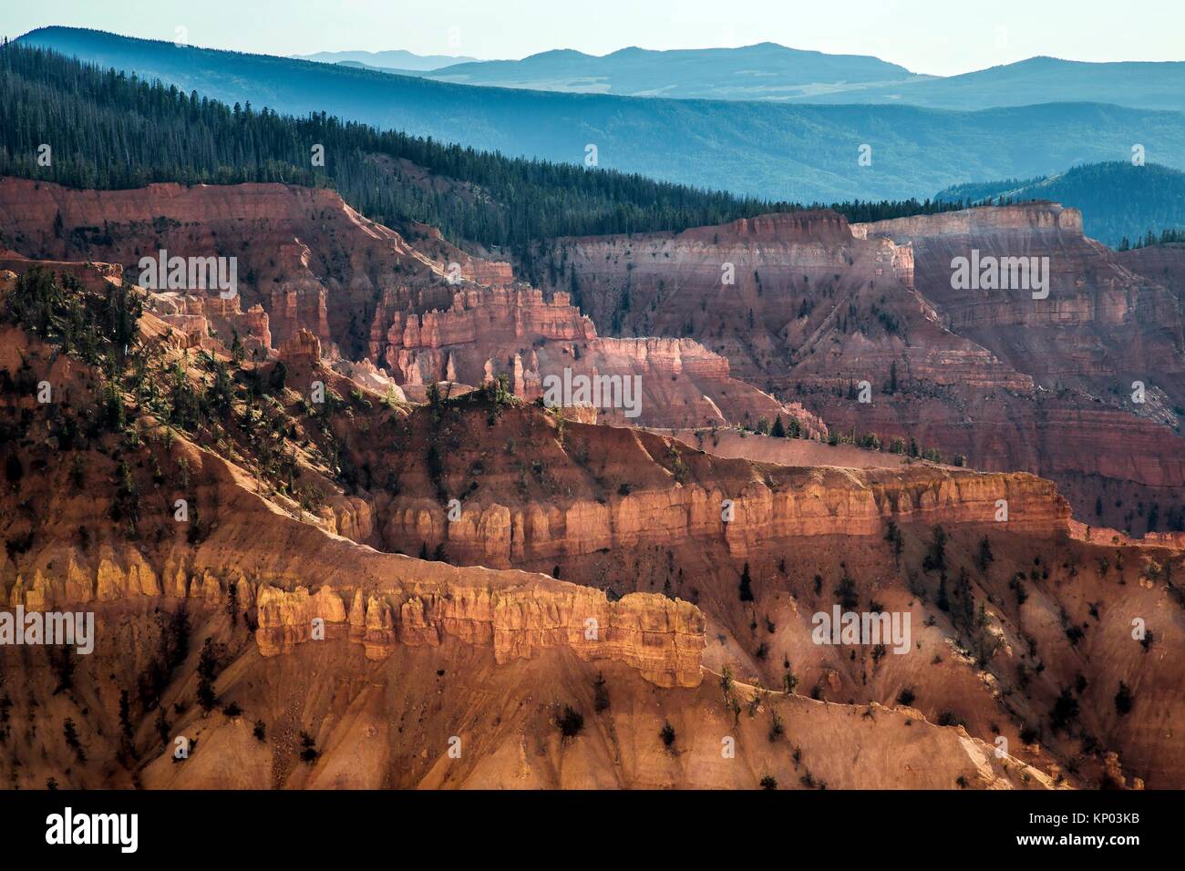 Erosion and time have shaped the sandstone landscape at Cedar Breaks National Monument in Southern Utah, USA. Stock Photo