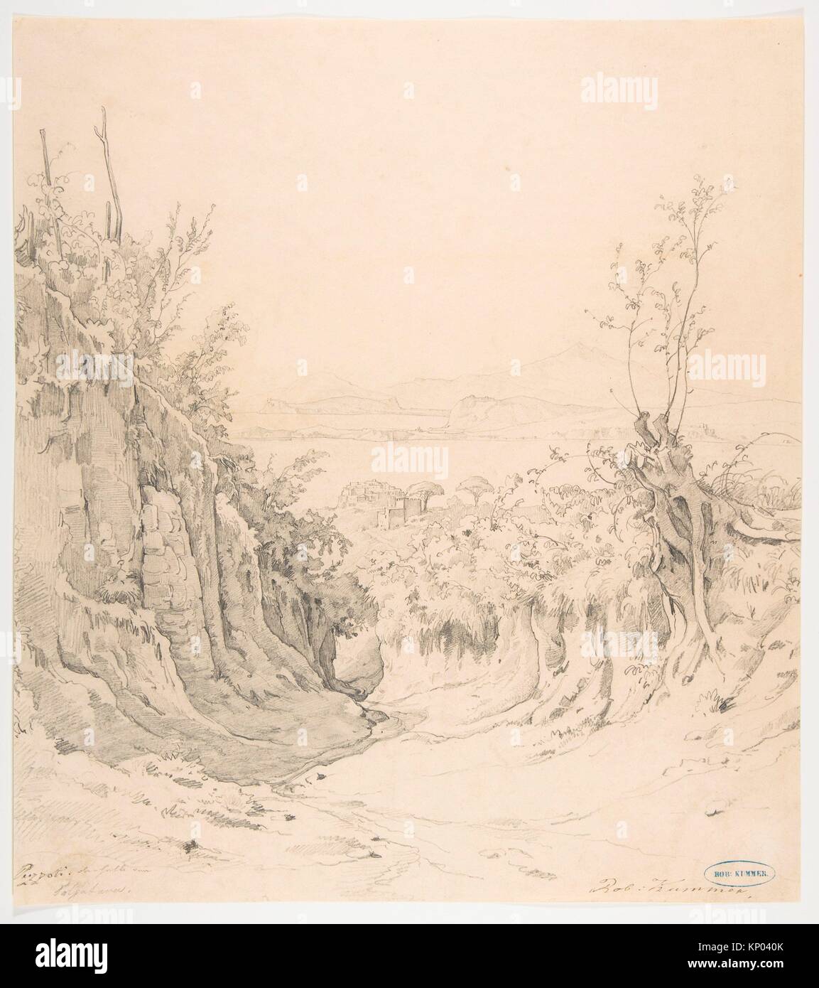 A view of Pozzuoli, seen from the Northeast. Artist: Robert Kummer (German, Dresden 1810-1889 Dresden); Date: early 19th-late 19th century; Medium: Stock Photo