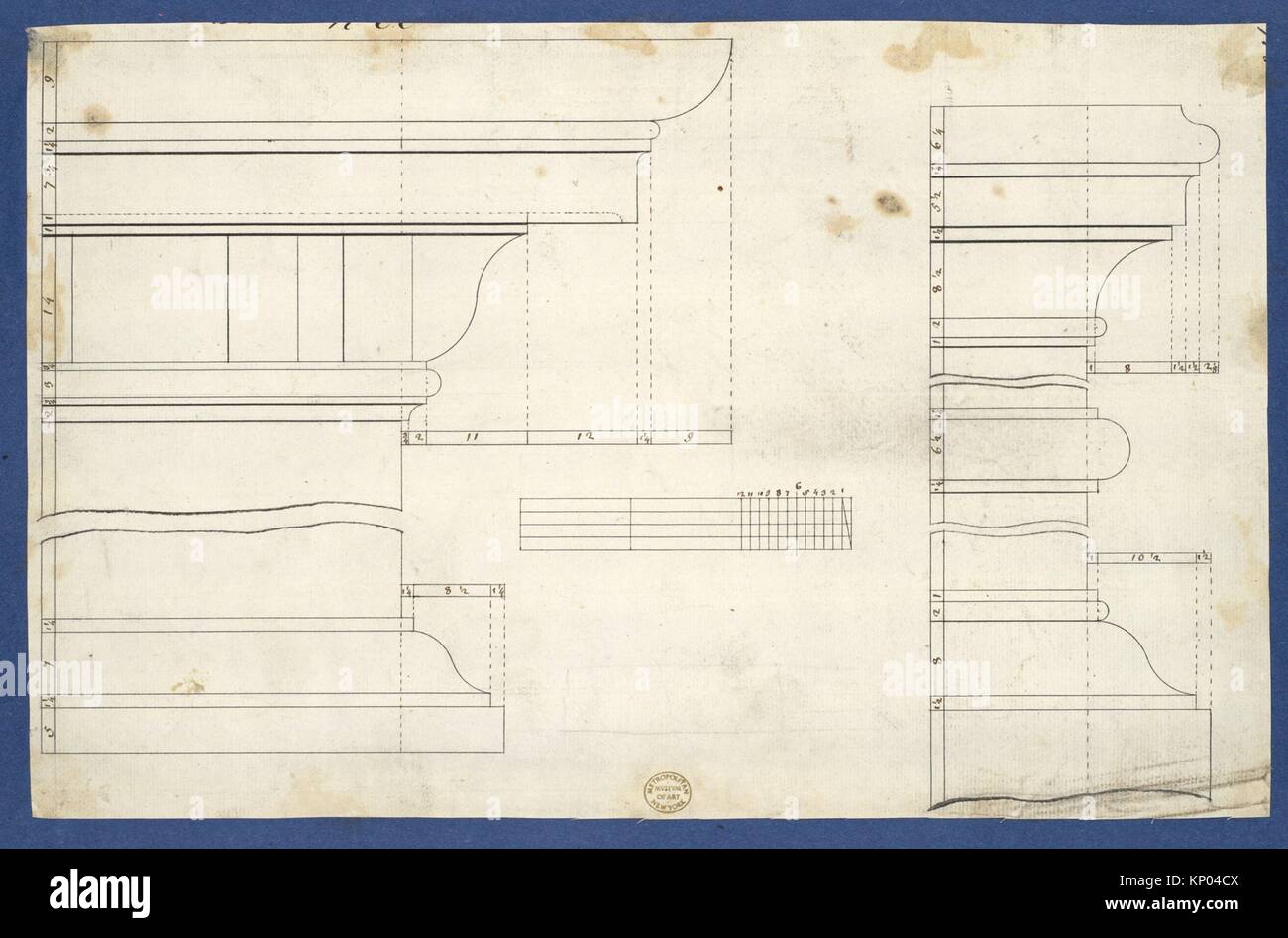 Moldings for Library Bookcase, from Chippendale Drawings, Vol. II. Artist: Thomas Chippendale (British, baptised Otley, West Yorkshire 1718-1779 Stock Photo