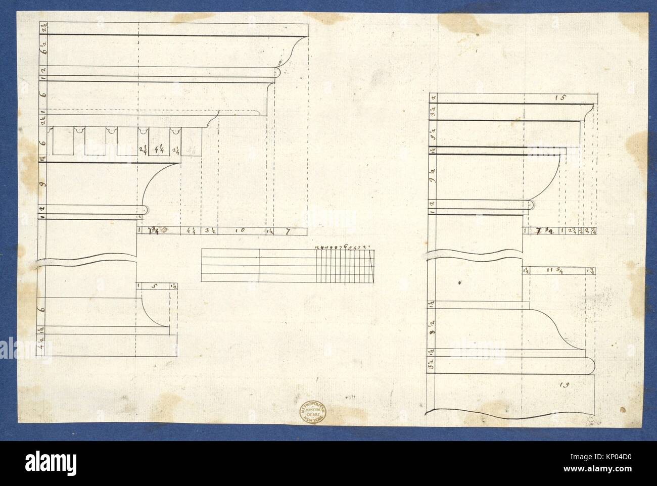 Moldings for Bookcases, from Chippendale Drawings, Vol. II. Artist: Thomas Chippendale (British, baptised Otley, West Yorkshire 1718-1779 London); Stock Photo