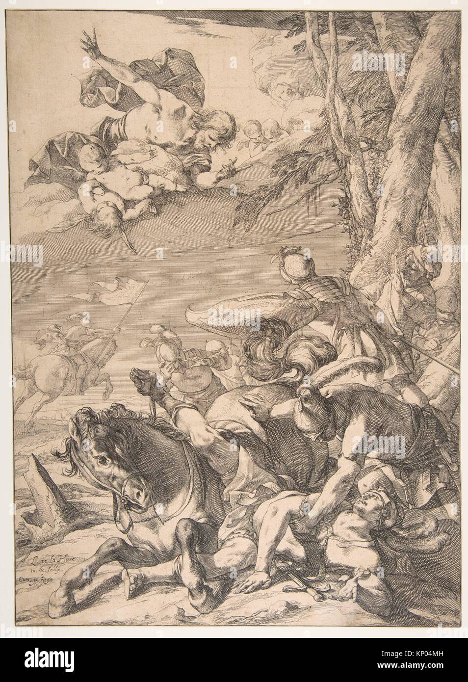 Conversion of St. Paul. Artist: Laurent de La Hyre (French, Paris 1606-1656 Paris); Medium: Engraving; Classification: Prints Stock Photo
