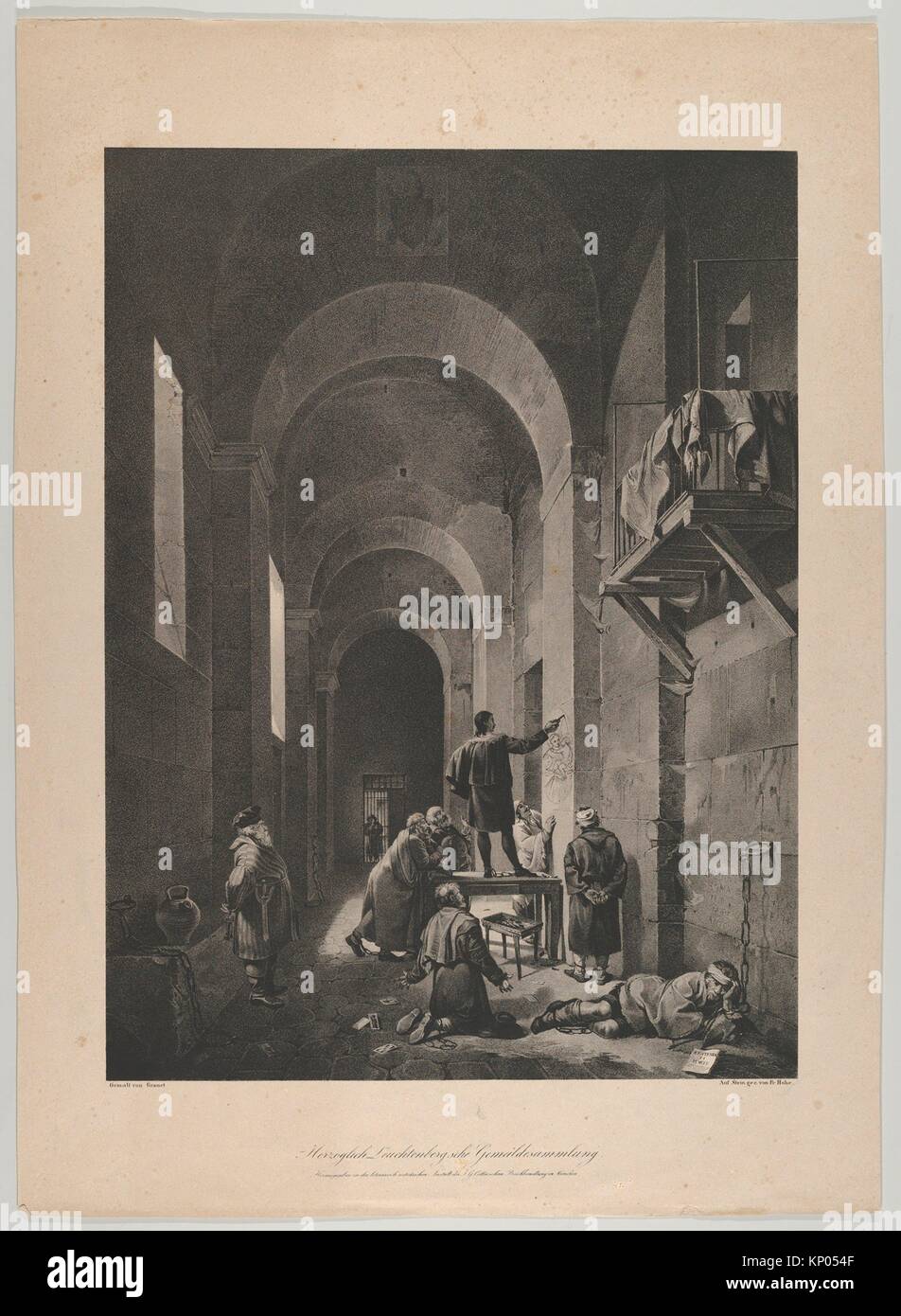 Stella in Prison. Artist: Friedrich Hohe (German, Bayreuth 1802-1870 Munich); Artist: After François Marius Granet (French, Aix-en-Provence 1775-1849 Stock Photo