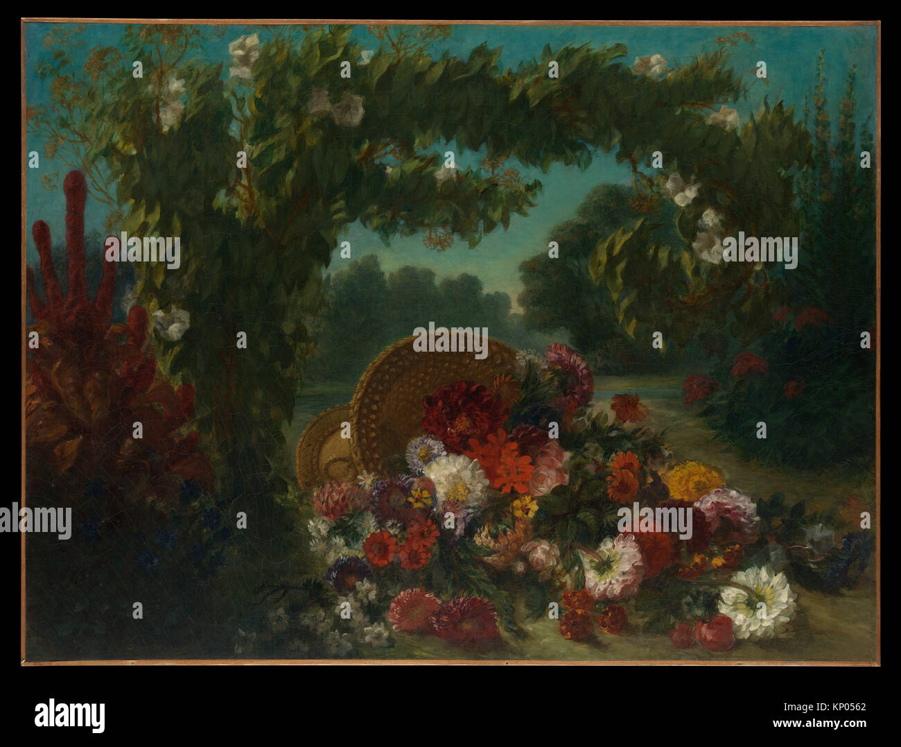 Basket of Flowers. Artist Eugène Delacroix (French, CharentonSaint