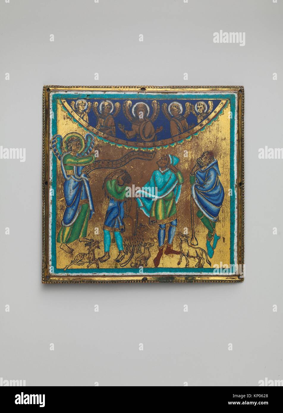 Plaque with the Annunciation to the Shepherds. Date: ca. 1165; Geography: Made in Meuse Valley, Netherlands; Culture: South Netherlandish; Medium: Stock Photo