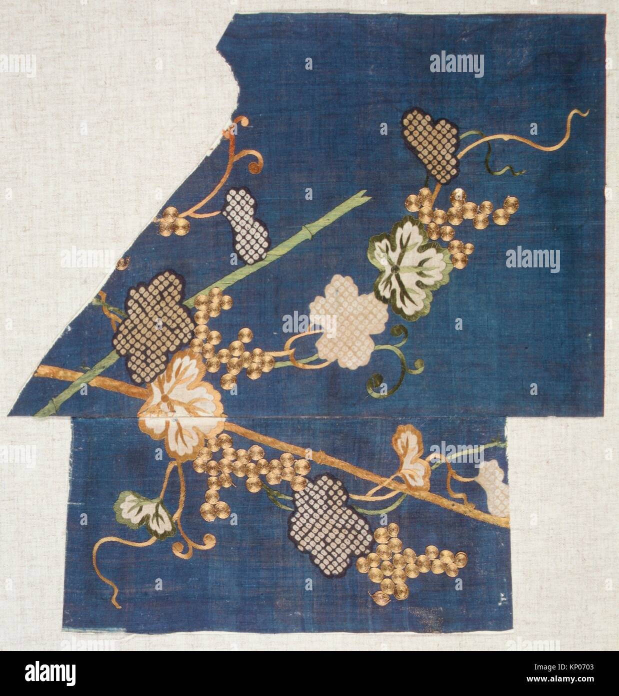 Fragments of a Summer Kosode (Katabira) with Grapevine. Period: Edo period (1615-1868); Date: late 17th-mid-18th century; Culture: Japan; Medium: Stock Photo
