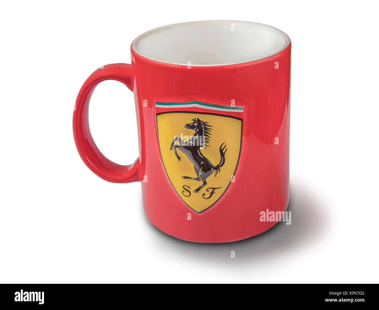 Scuderia Ferrari souvenir mug. Tea and Coffee mugs are popular collectible souvenirs. Stock Photo