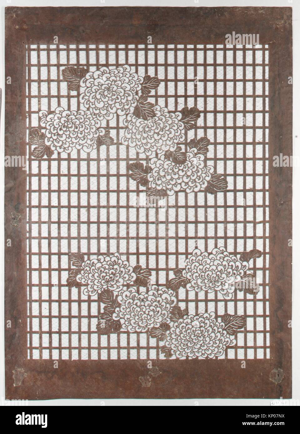 Stencil. Date: 19th century; Culture: Japan; Medium: Paper, silk; Dimensions: 23 1/2 x 17 1/4 in. (59.7 x 43.8 cm); Classification: Stencils Stock Photo