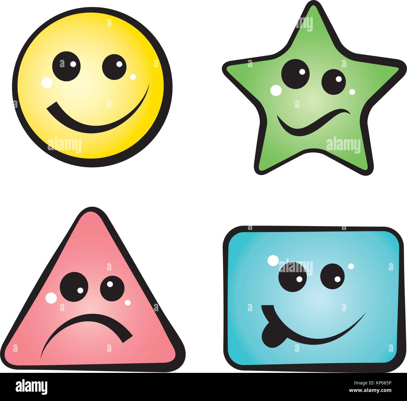 Color Smiley Faces, emoji icons, vector cartoon illustration. Stock Vector