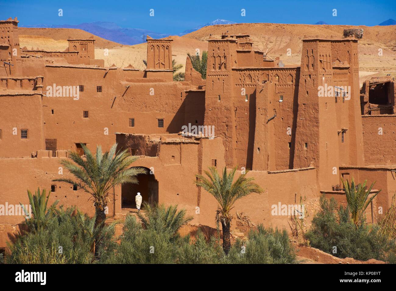 Ait Benhaddou Kasbah, Morocco, High Atlas Mountains, ksar Ait Benhaddou, Ouarzazate Province, Souss-Massa-Draâ region, UNESCO World Heritage Site, Stock Photo