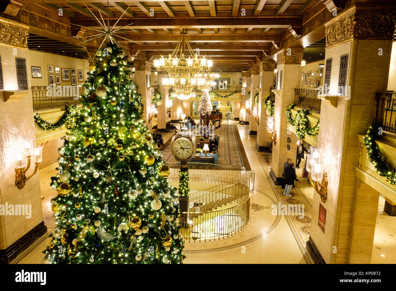 Fairmont Royal York Toronto, guests in the hotel lobby during Christmas